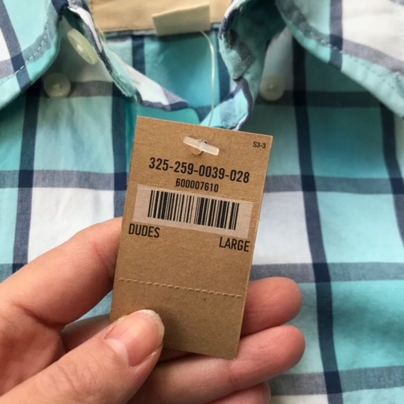 Men's Hollister Teal and White Checkered Button Up - Picture 5 of 10